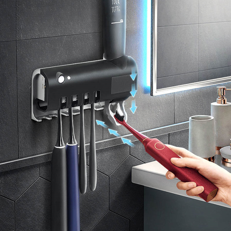 Pažangus UV dantų šepetėlių sterilizatorius, automatinis dantų pastos spaustukas, dantų šepetėlis, dantų pastos stovas