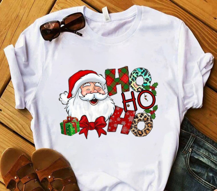 Kalėdiniai marškinėliai su spauda trumpomis rankovėmis