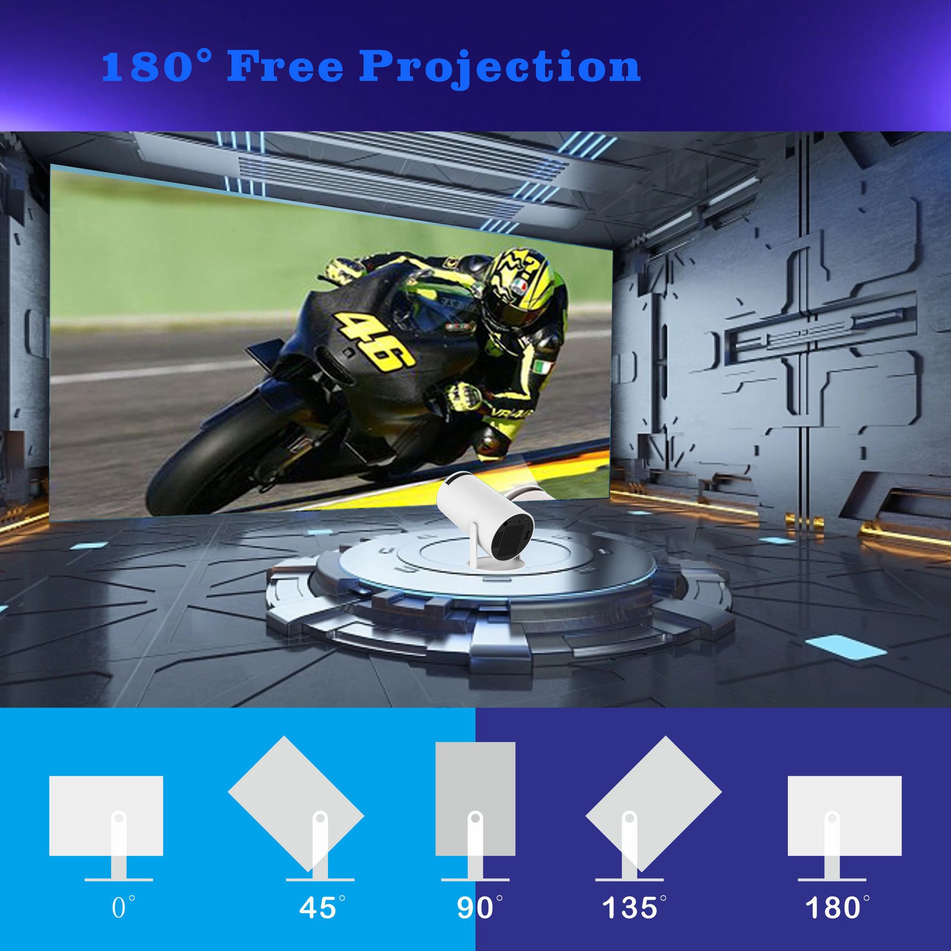 „Hy300pro“ nešiojamas 4K LCD projektorius namams, „Ultra HD“